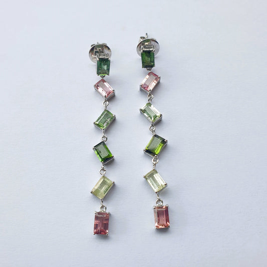 Natural Multi-color Tourmaline Earrings