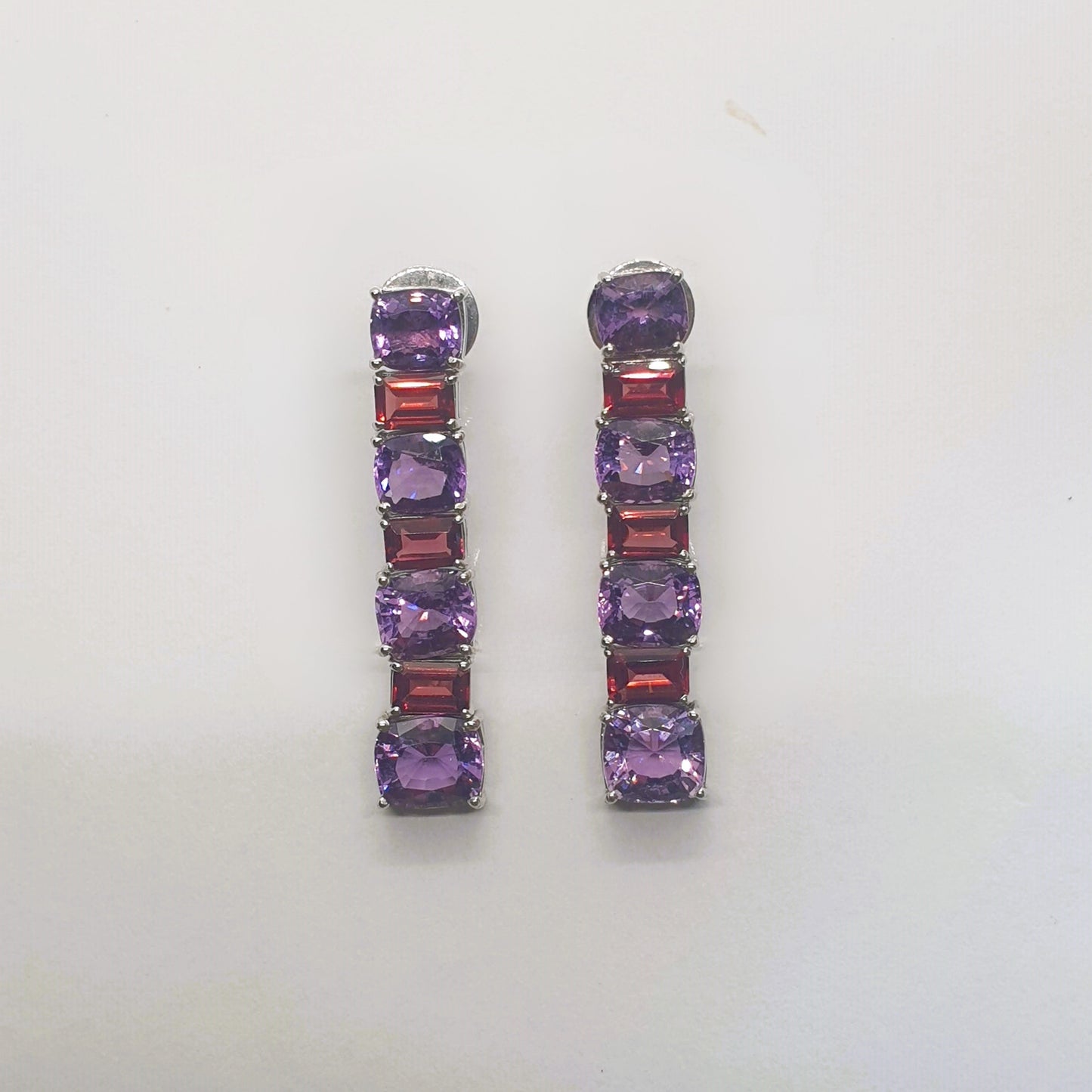 Natural Amethyst and Natural Garnet Earrings