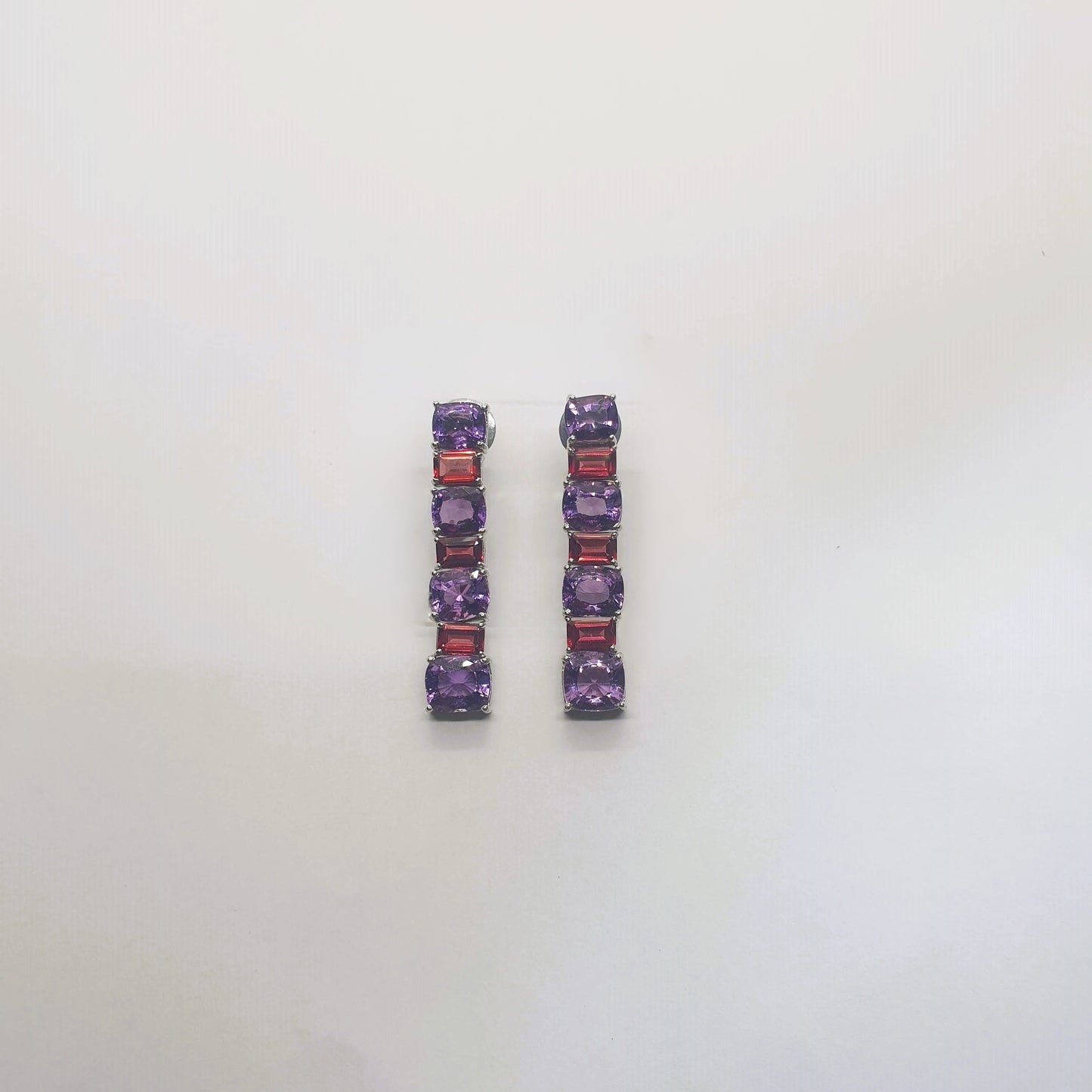Natural Amethyst and Natural Garnet Earrings