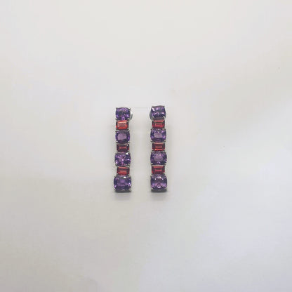 Natural Amethyst and Natural Garnet Earrings
