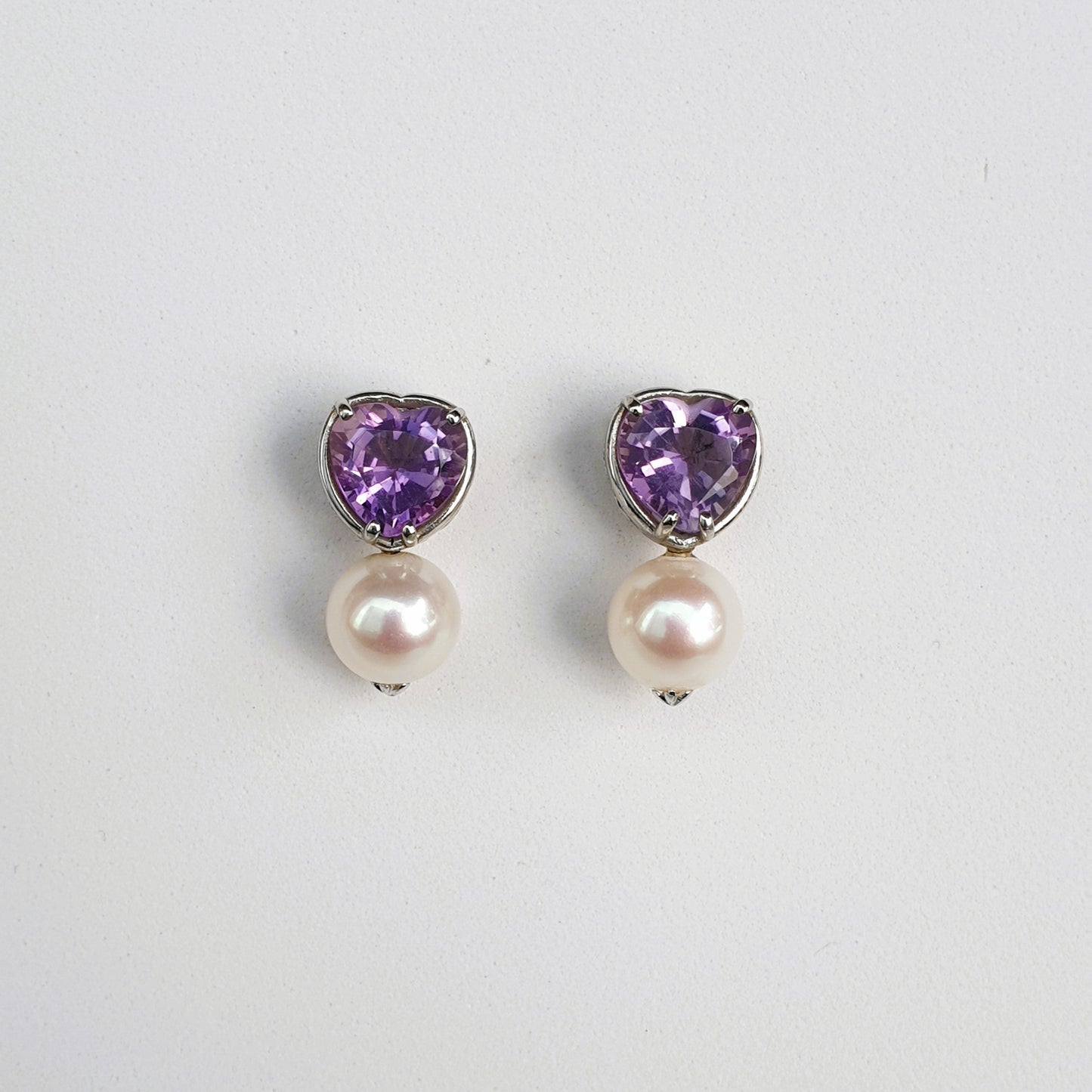 Natural Amethyst with Natural Freshwater Pearl Earrings