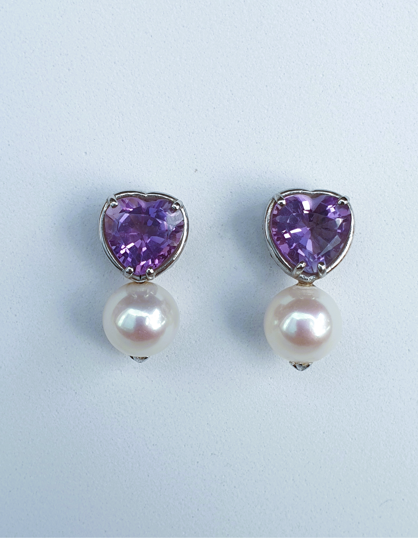 Natural Amethyst with Natural Freshwater Pearl Earrings