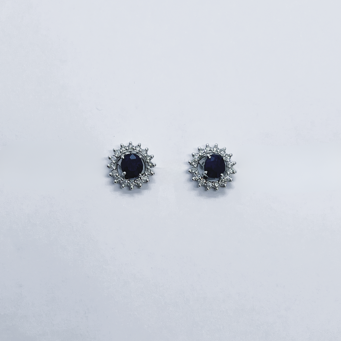 Natural Sapphire with Natural Diamond Earrings
