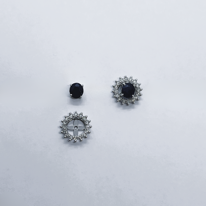 Natural Sapphire with Natural Diamond Earrings