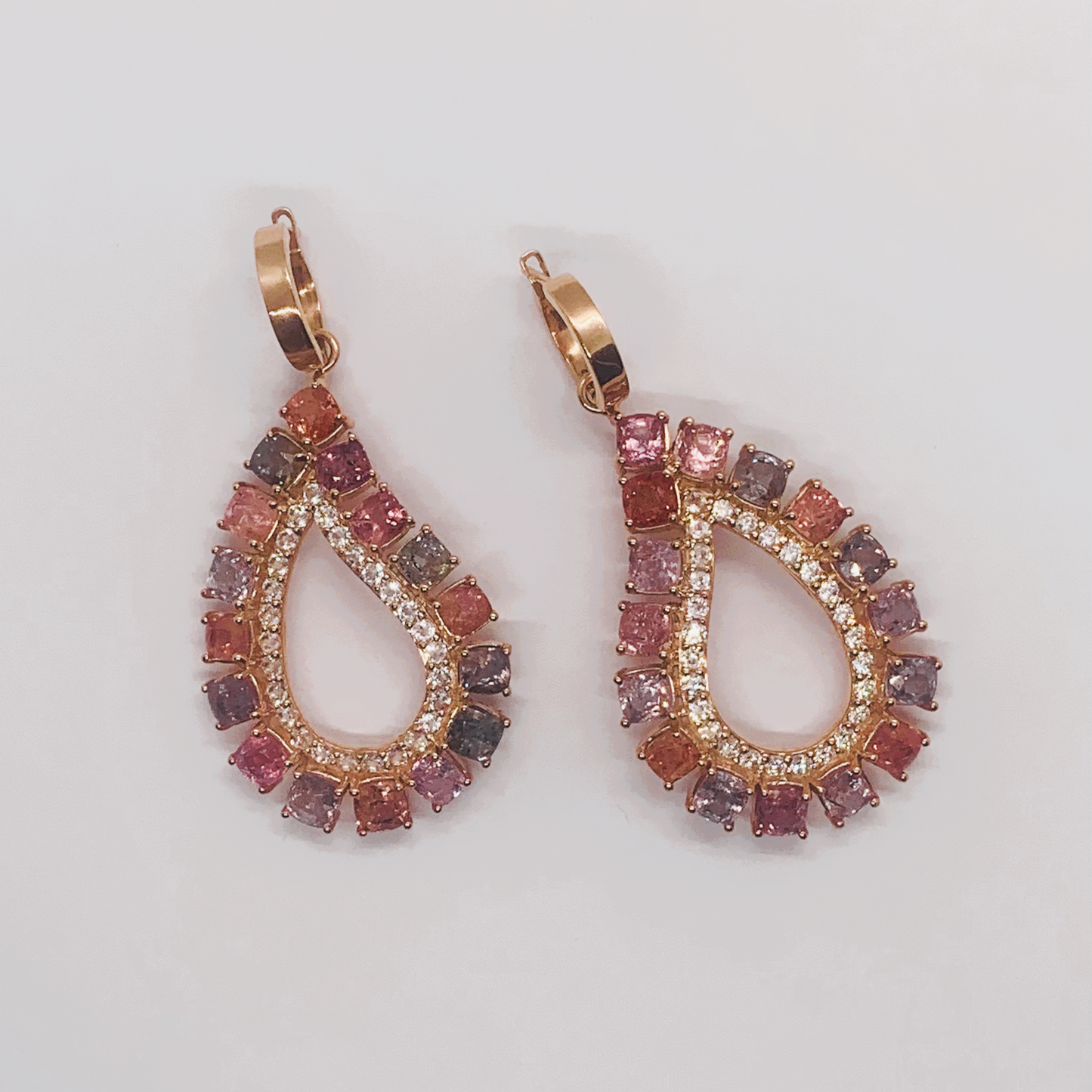 Natural Multicolor Spinel with Natural White Topaz Earrings