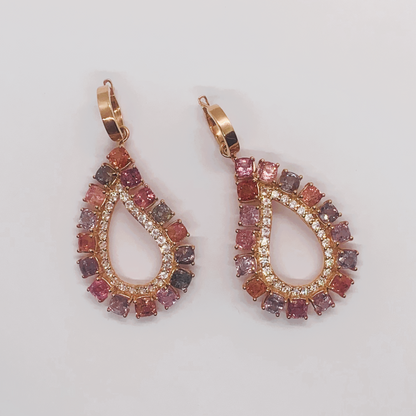 Natural Multicolor Spinel with Natural White Topaz Earrings