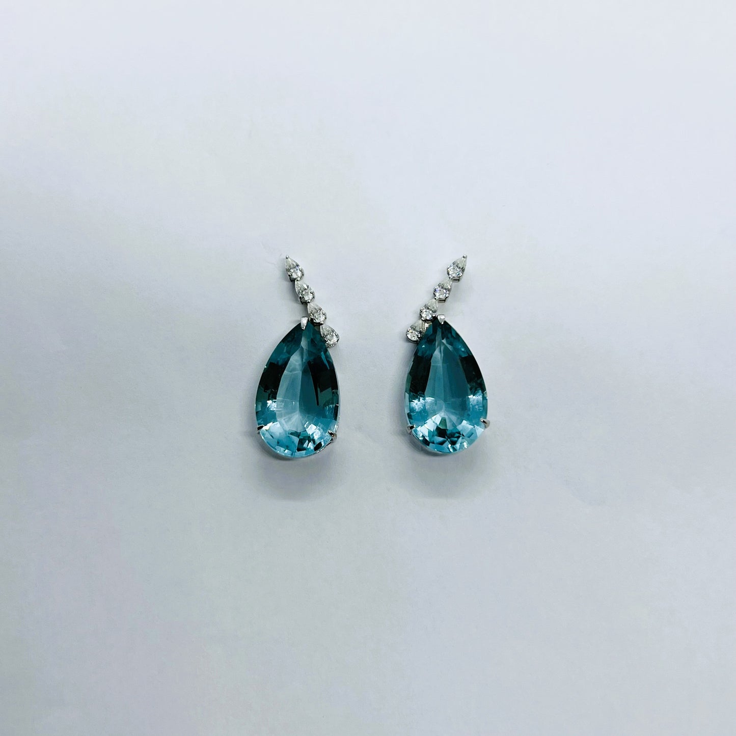 Blue Topaz with Moissanite Earrings