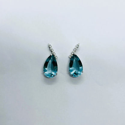 Blue Topaz with Moissanite Earrings