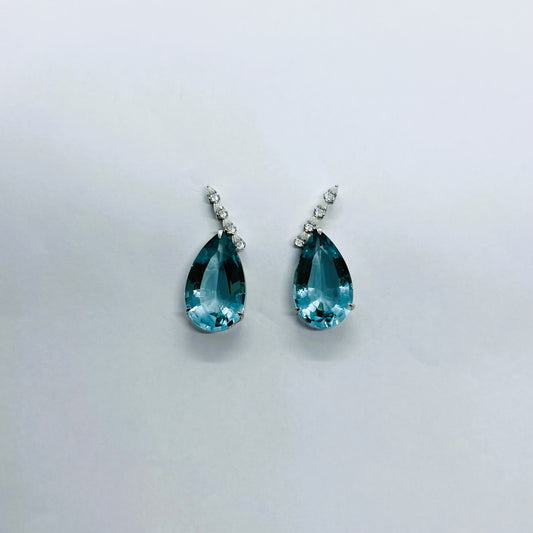 Blue Topaz with Moissanite Earrings