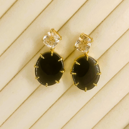 Onyx and Topaz Earrings