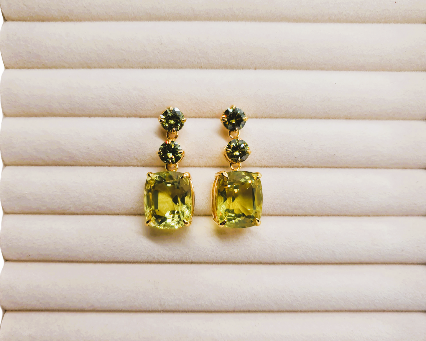 Green Zircon and Lemon Quartz Earrings