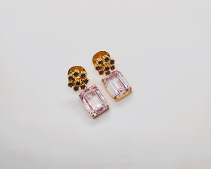 Garnet and Pink Topaz Earrings