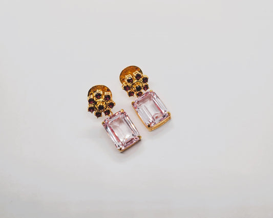 Garnet and Pink Topaz Earrings