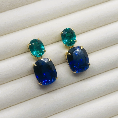 Blue and Green Zircon Earrings