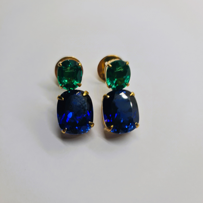 Blue and Green Zircon Earrings