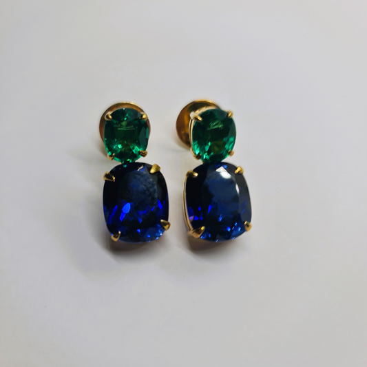 Blue and Green Zircon Earrings
