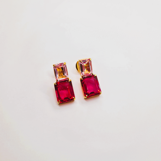 Pink and Cherry Topaz Earrings