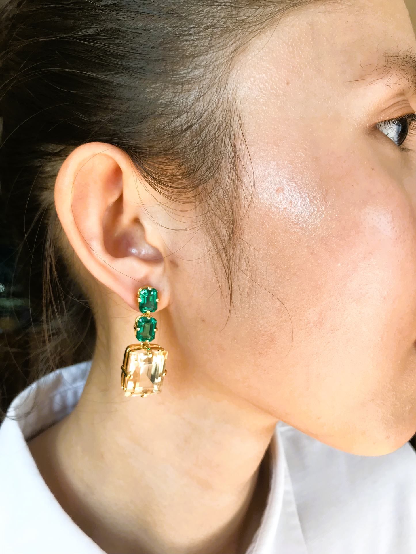 Citrine and Green Zircon Earrings