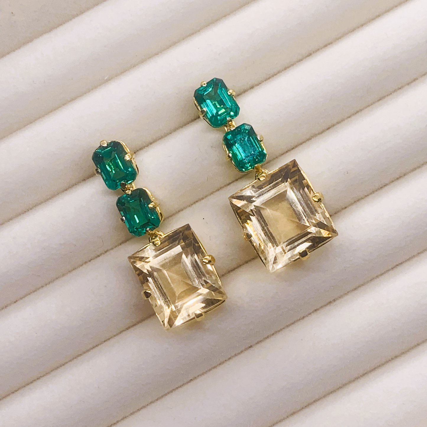 Citrine and Green Zircon Earrings