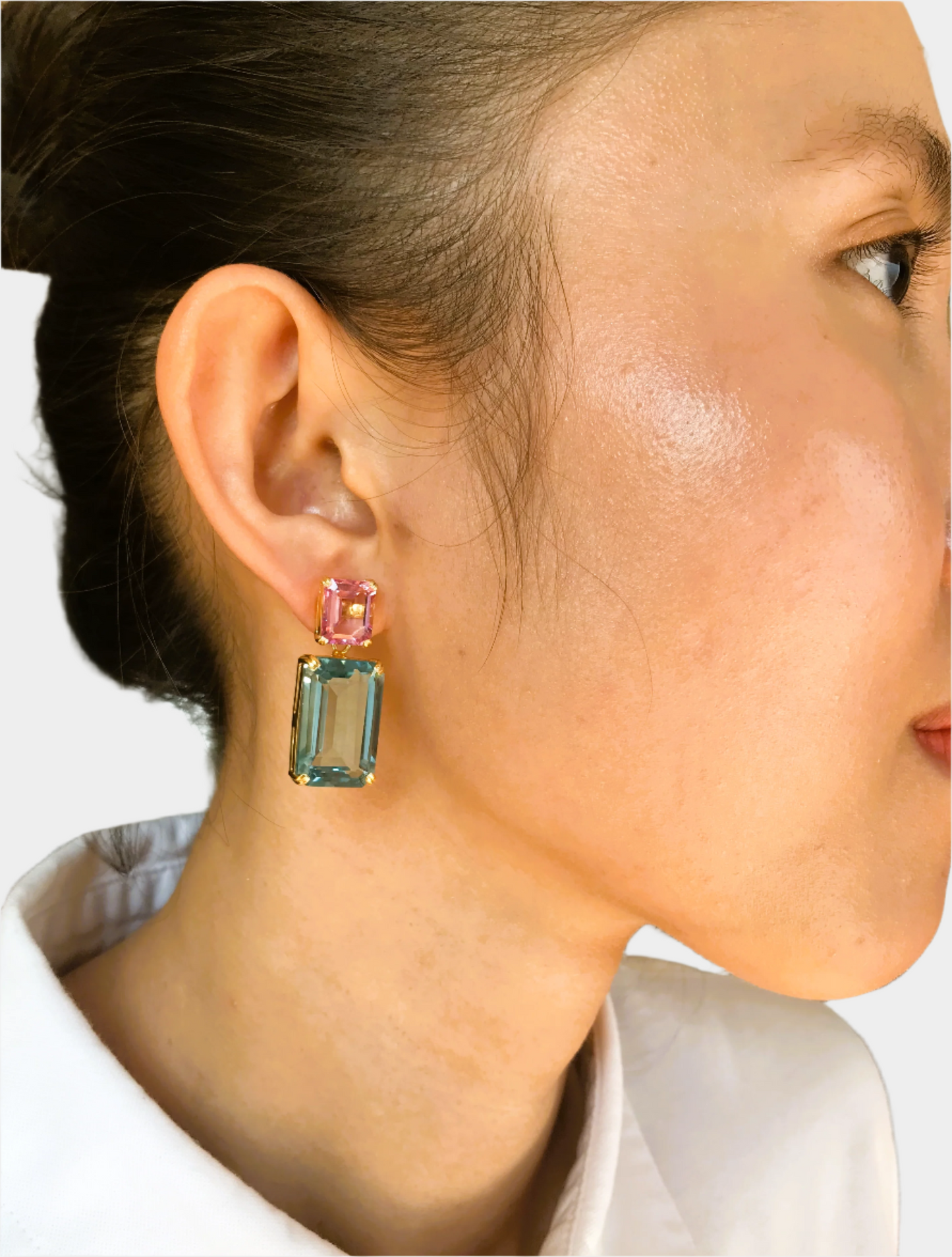 Pink and Blue Topaz Earrings