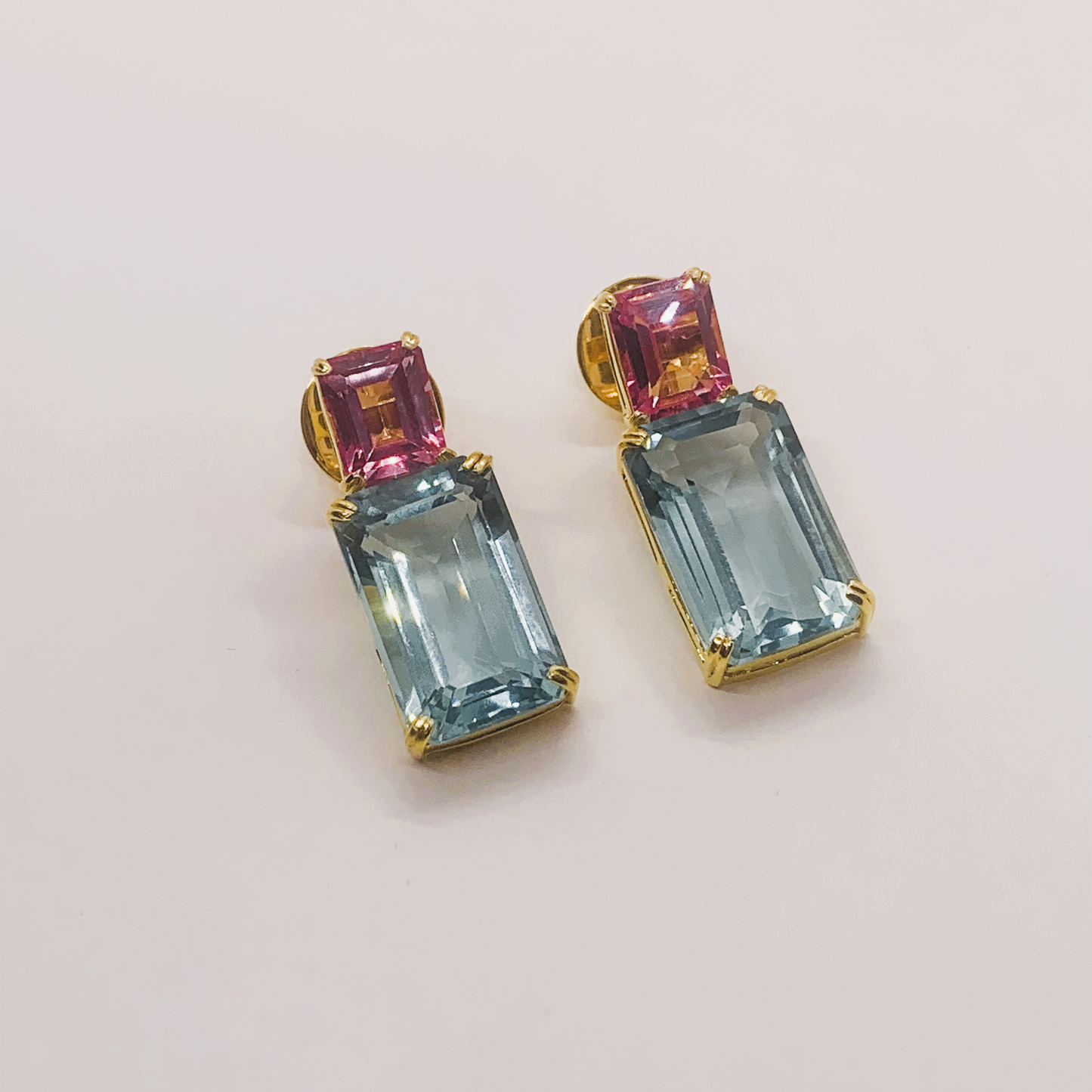 Pink and Blue Topaz Earrings