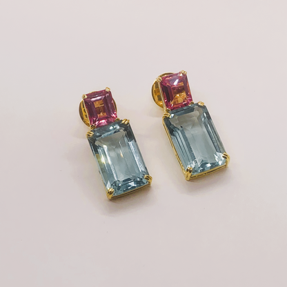 Pink and Blue Topaz Earrings