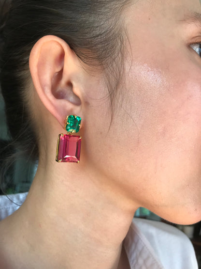 Green Zircon and Cherry Topaz Earrings