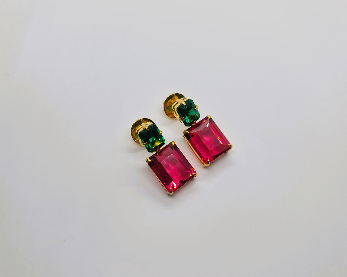 Green Zircon and Cherry Topaz Earrings