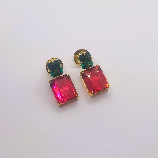 Green Zircon and Cherry Topaz Earrings