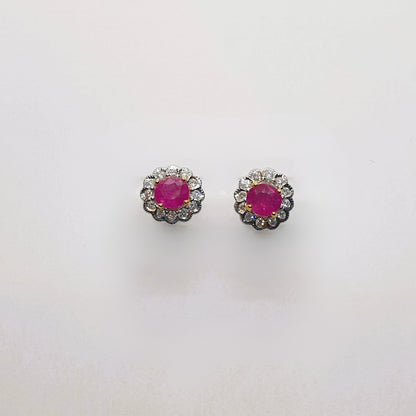 Natural Ruby with Diamond Earrings