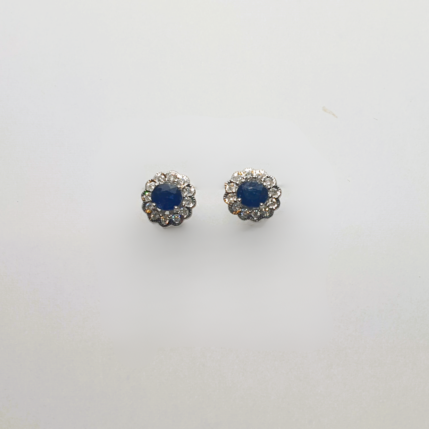 Natural Sapphire with Natural Diamond Earrings