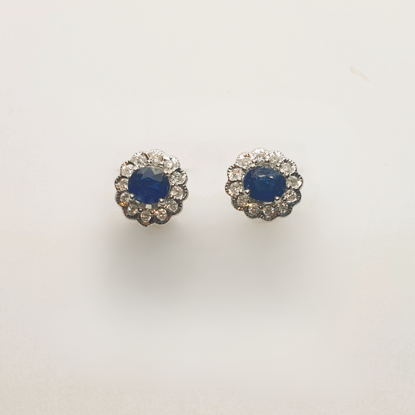 Natural Sapphire with Natural Diamond Earrings