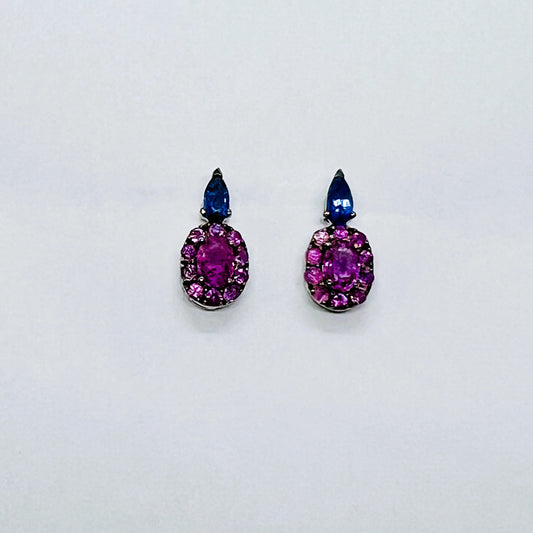 Natural Ruby with Natural Sapphire Earrings