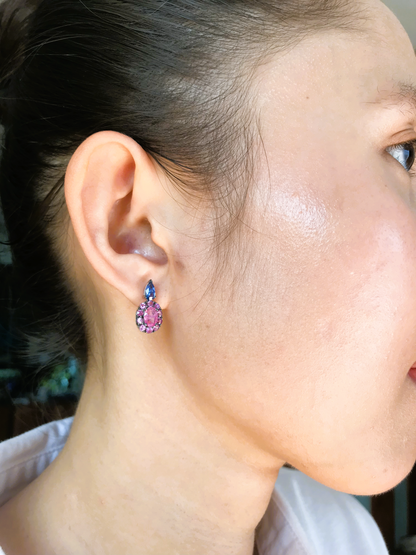 Natural Ruby with Natural Sapphire Earrings