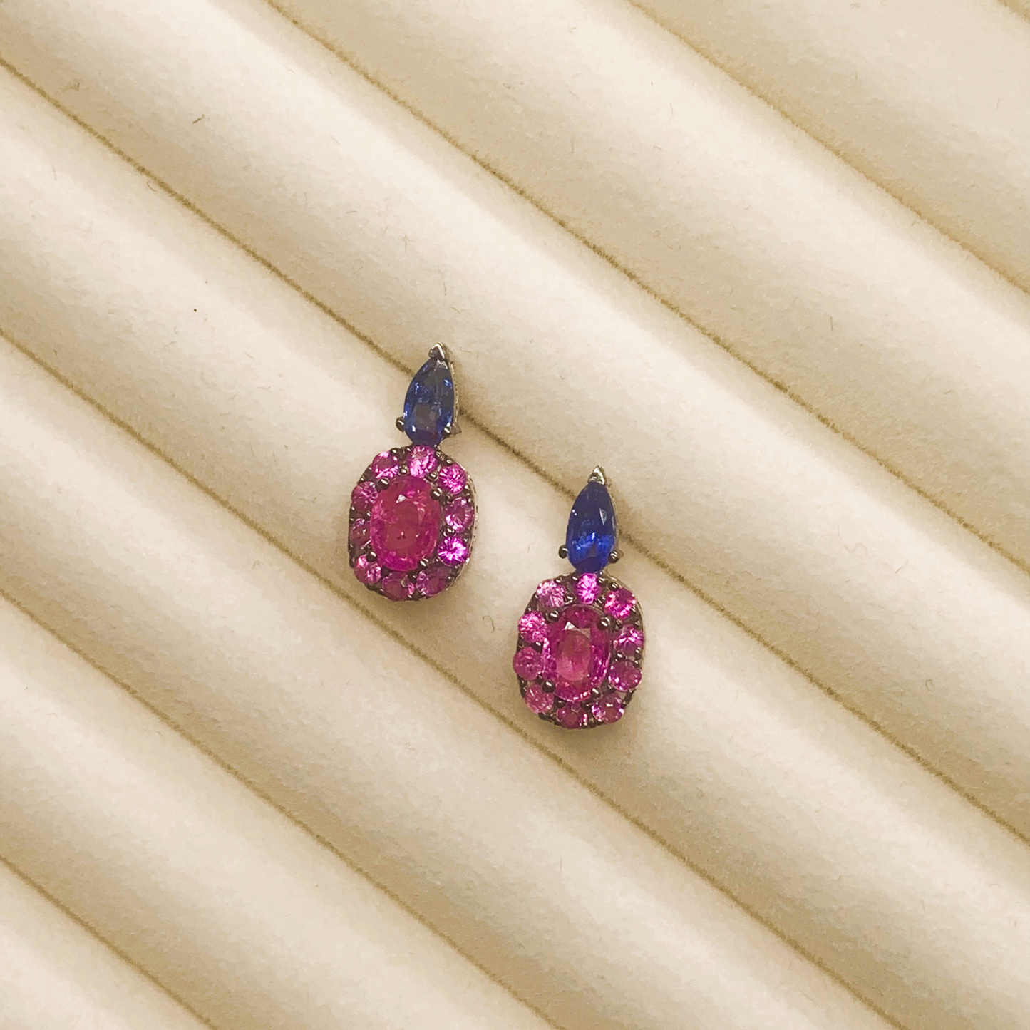 Natural Ruby with Natural Sapphire Earrings