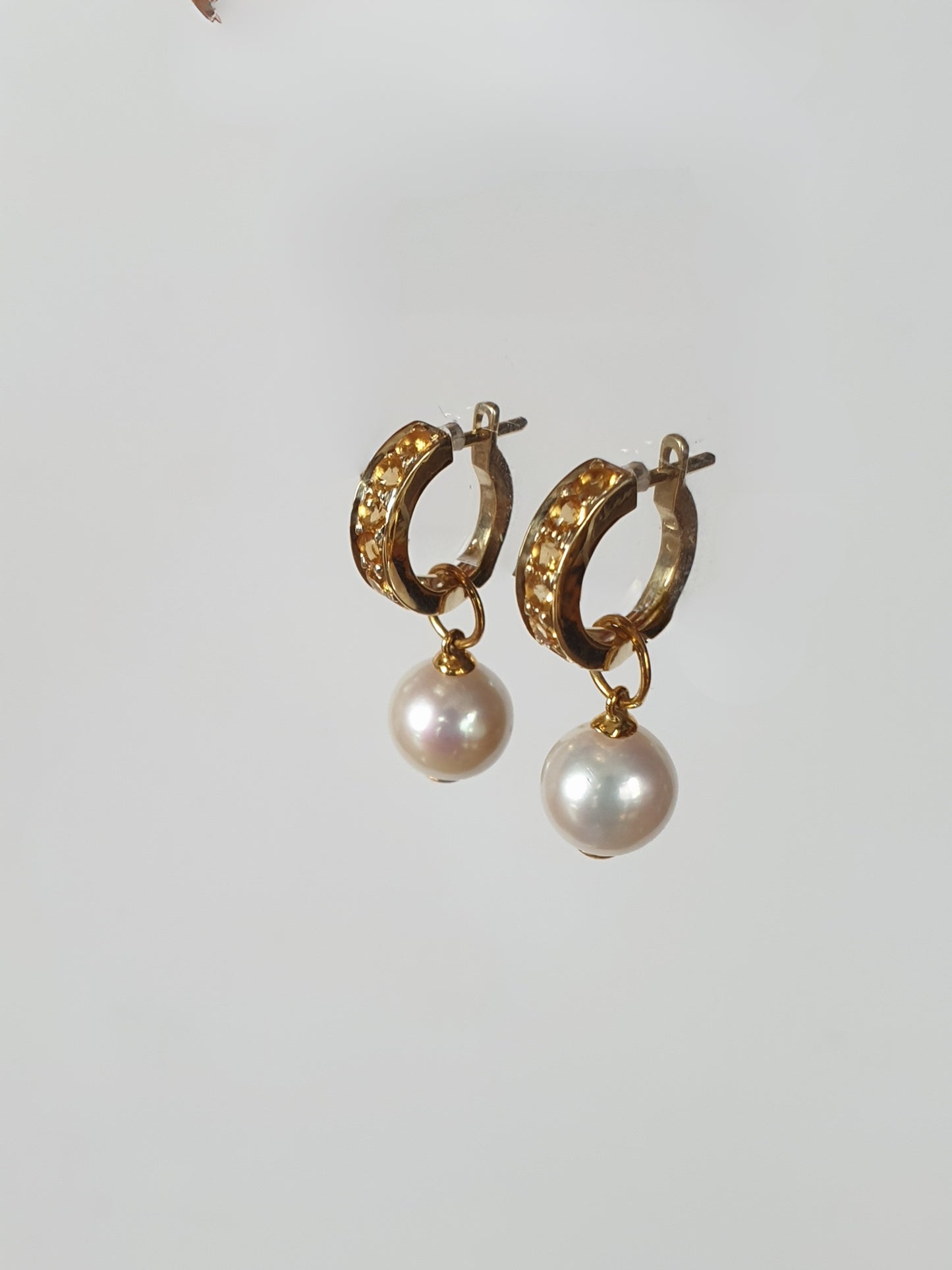 Natural Citrine with Natural Freshwater Pearl Earrings