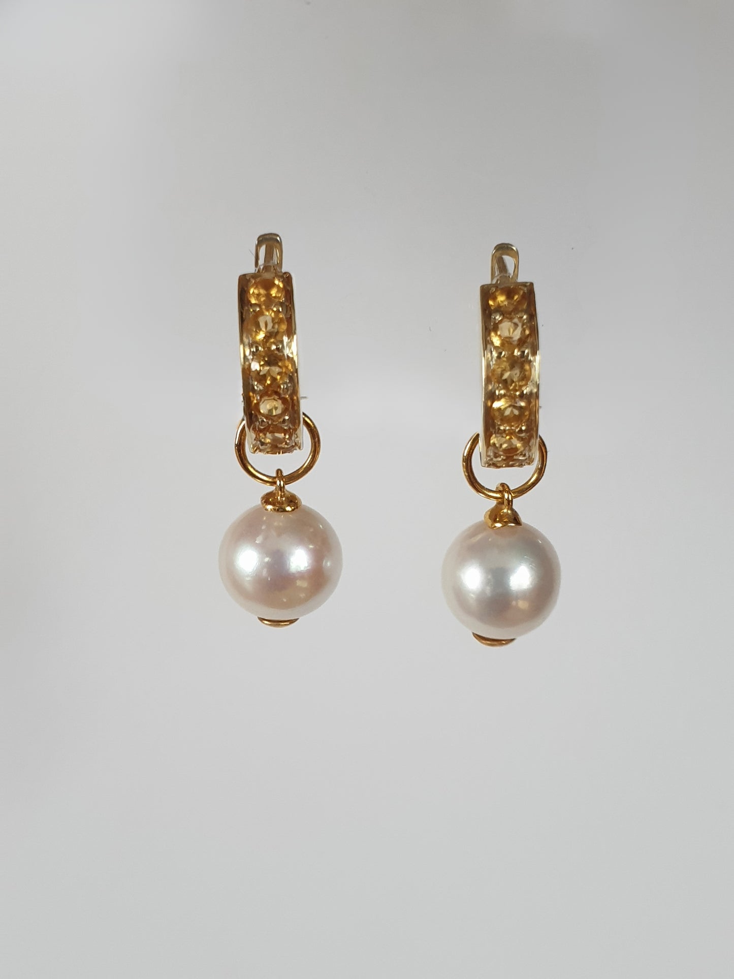 Natural Citrine with Natural Freshwater Pearl Earrings