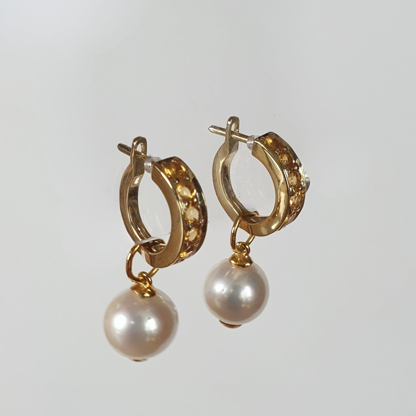 Natural Citrine with Natural Freshwater Pearl Earrings