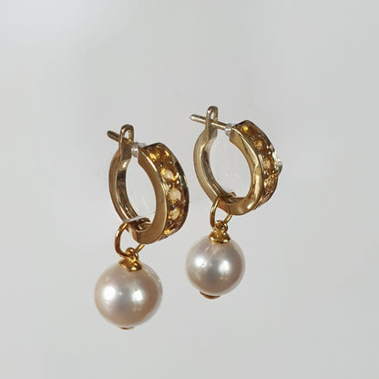 Natural Citrine with Natural Freshwater Pearl Earrings
