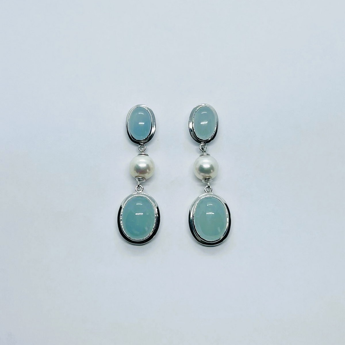 Natural Aquamarine and Freshwater Pearl Earrings