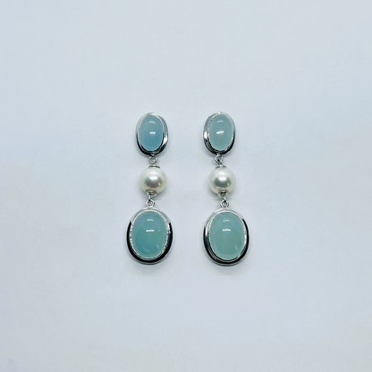 Natural Aquamarine and Freshwater Pearl Earrings