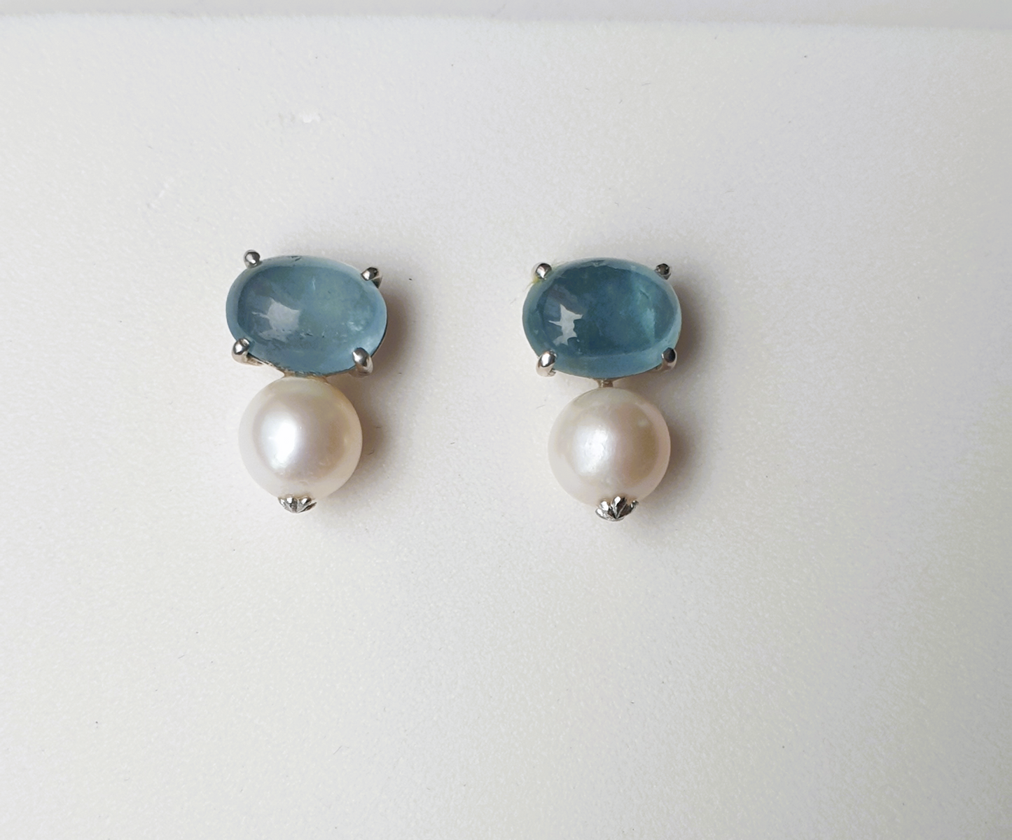 Natural Aquamarine with Freshwater Pearl Earrings