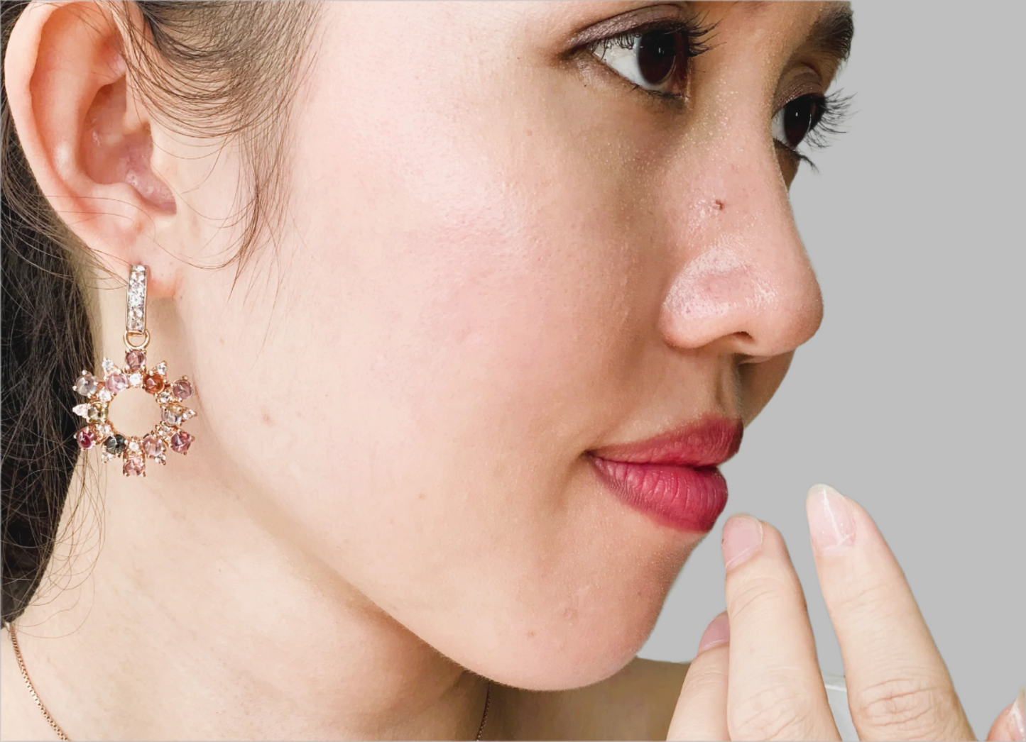 Natural Multicolor Spinel Cabochon Earrings