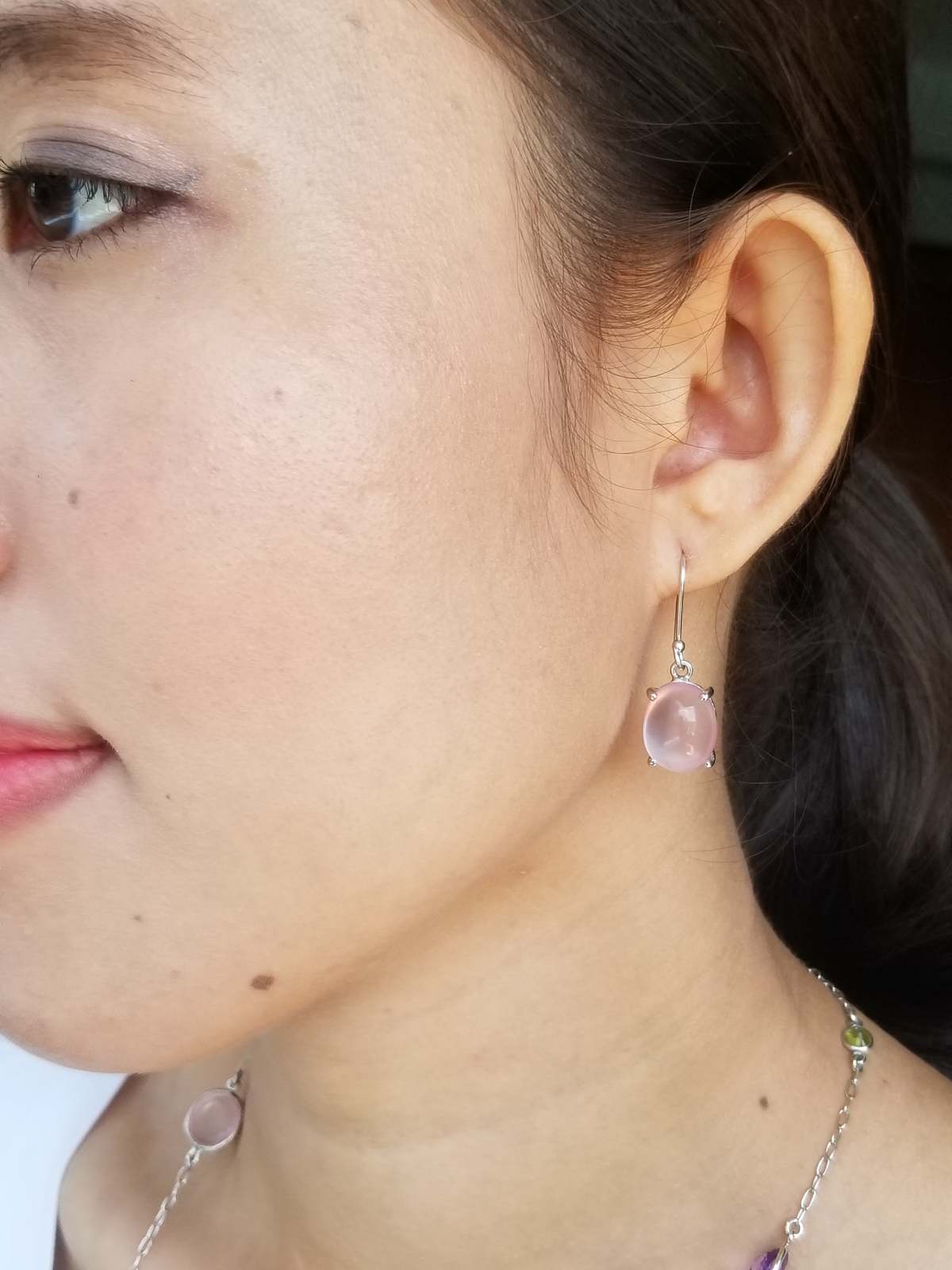 Natural Rose Quartz Earrings