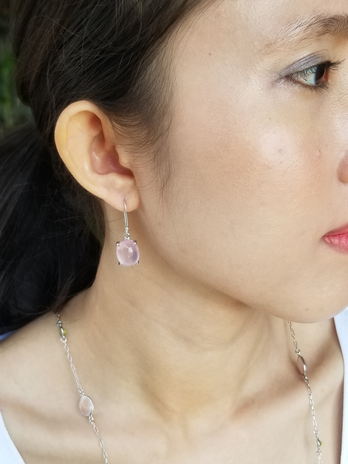 Natural Rose Quartz Earrings