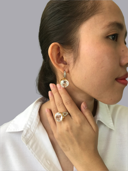 Natural White Topaz Earrings and Ring Set