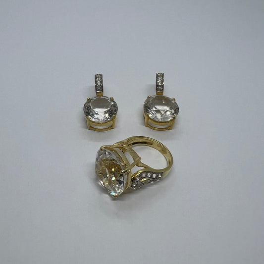 Natural White Topaz Earrings and Ring Set
