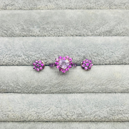 Natural Pink Sapphire Earrings and Ring Set