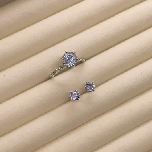 Natural Sapphire Earrings and Ring Set