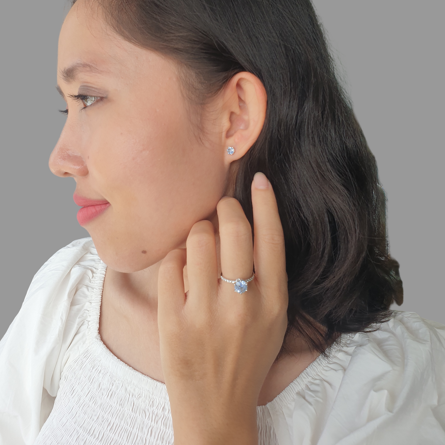 Natural Sapphire Earrings and Ring Set